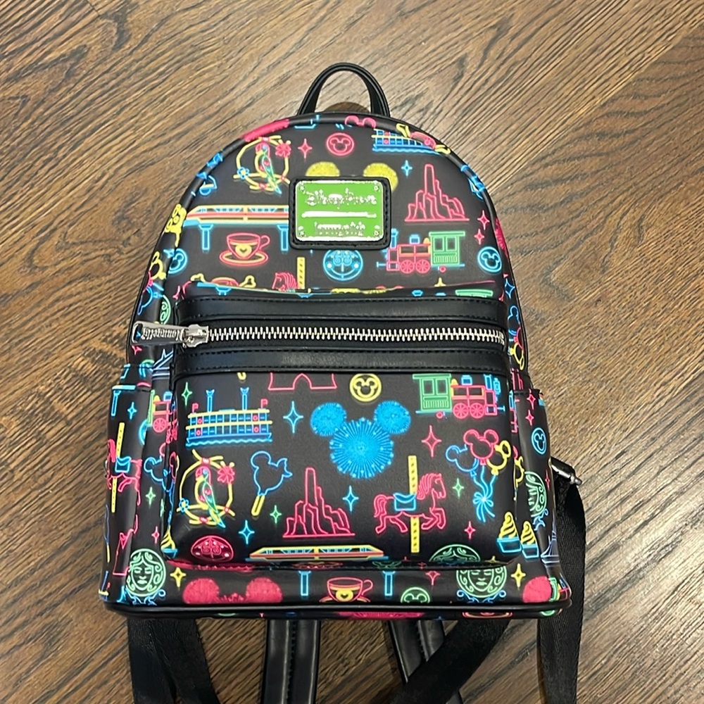 LOUNGEFLY DISNEY PARKS NEON BACKPACK